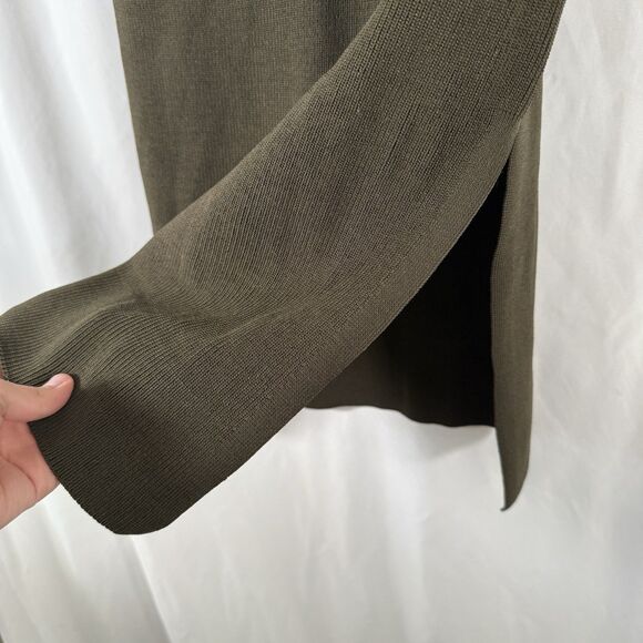 New Worthington Midi Skirt Women's Large Olive Green Knit Elastic Waist Stretch - Picture 6 of 11